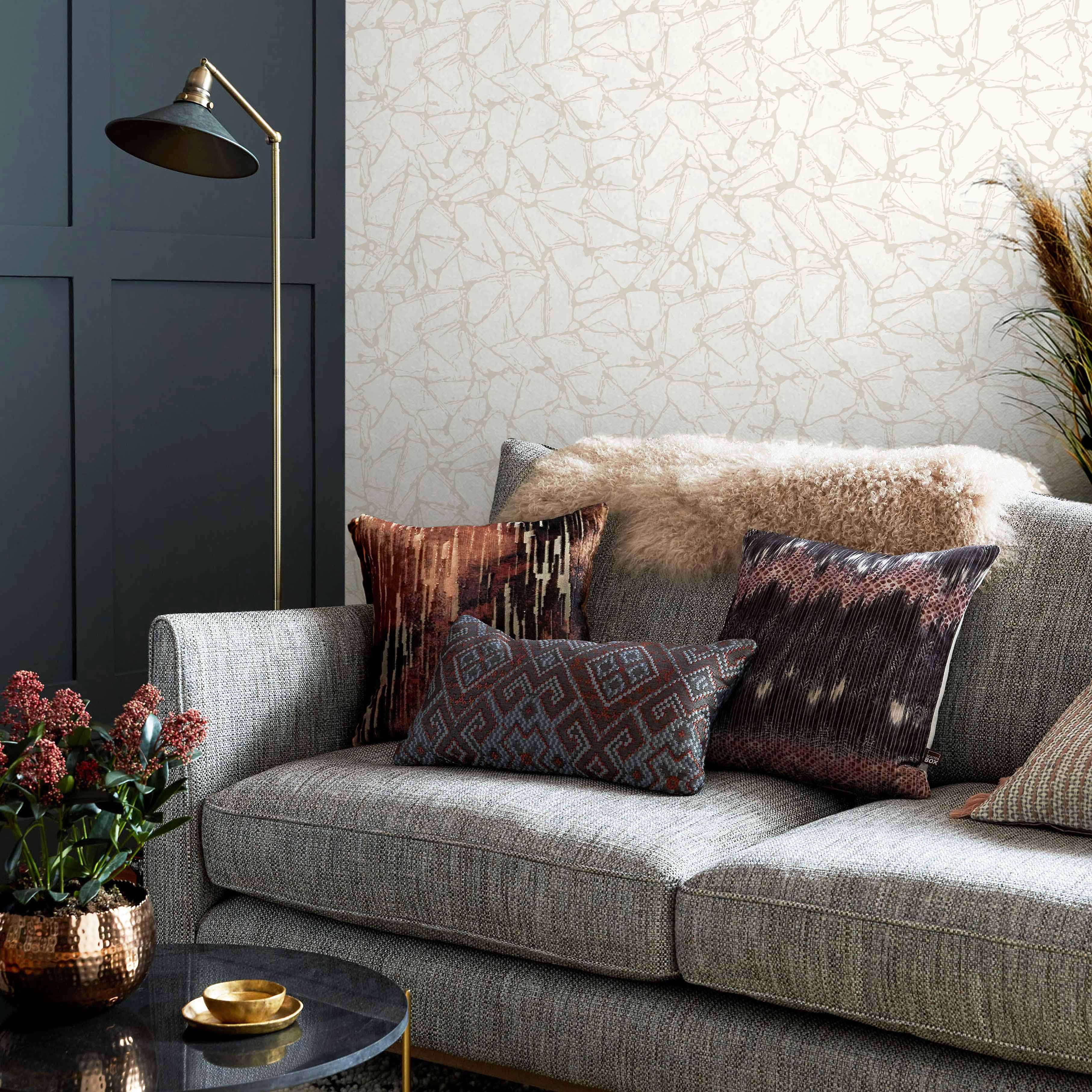 Glaze Ivory Cream Luxury Geometric Wallpaper