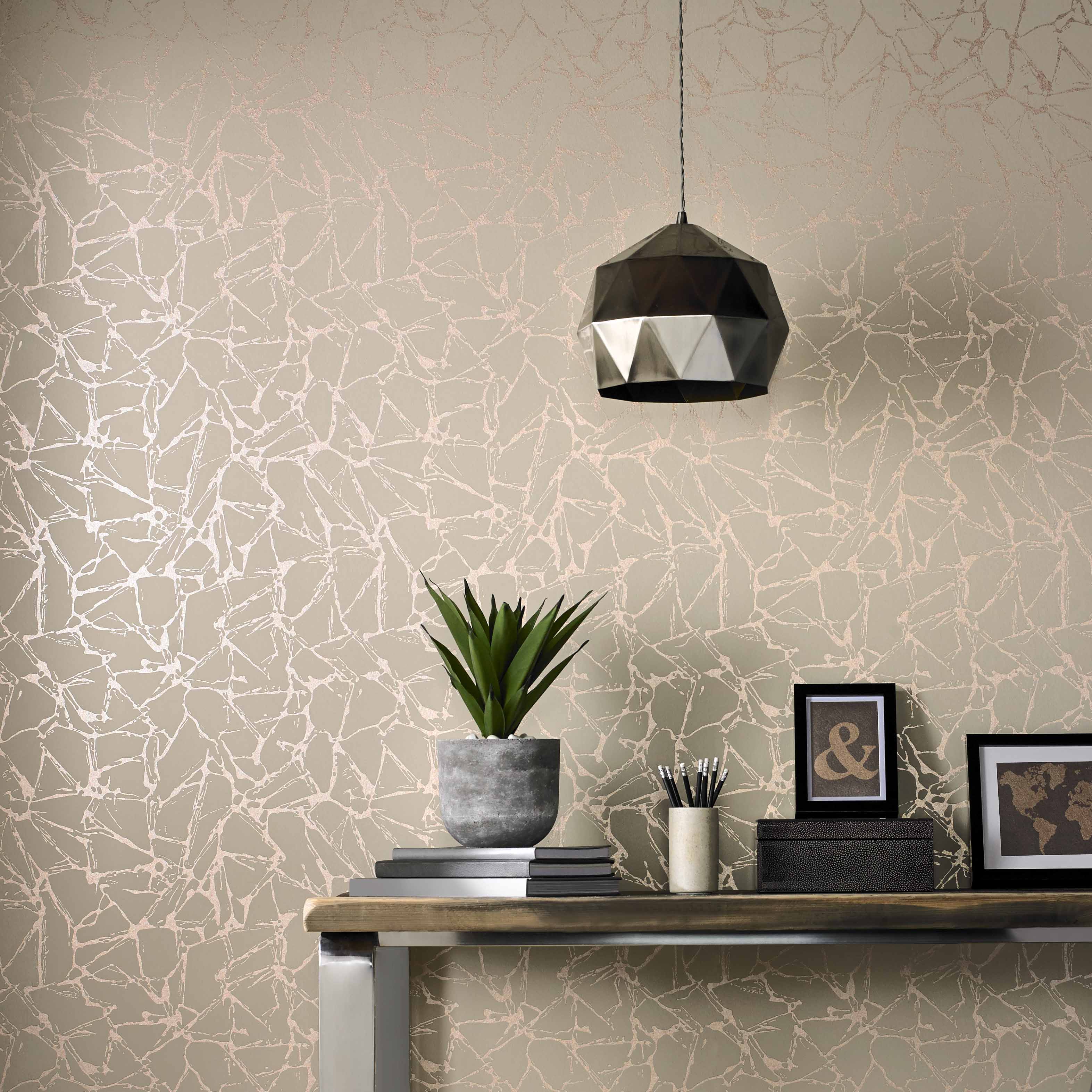 Glaze Coral Copper Luxury Geometric Wallpaper