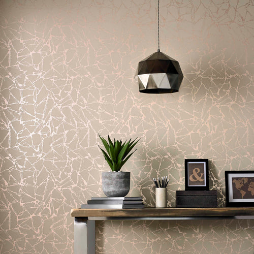 Glaze Coral Copper Luxury Geometric Wallpaper