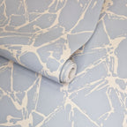 Glaze Denim Blue Luxury Geometric Wallpaper