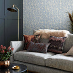 Glaze Denim Blue Luxury Geometric Wallpaper