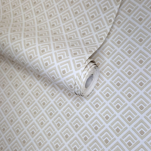 Gio Ivory Neutral Luxury Geometric Wallpaper