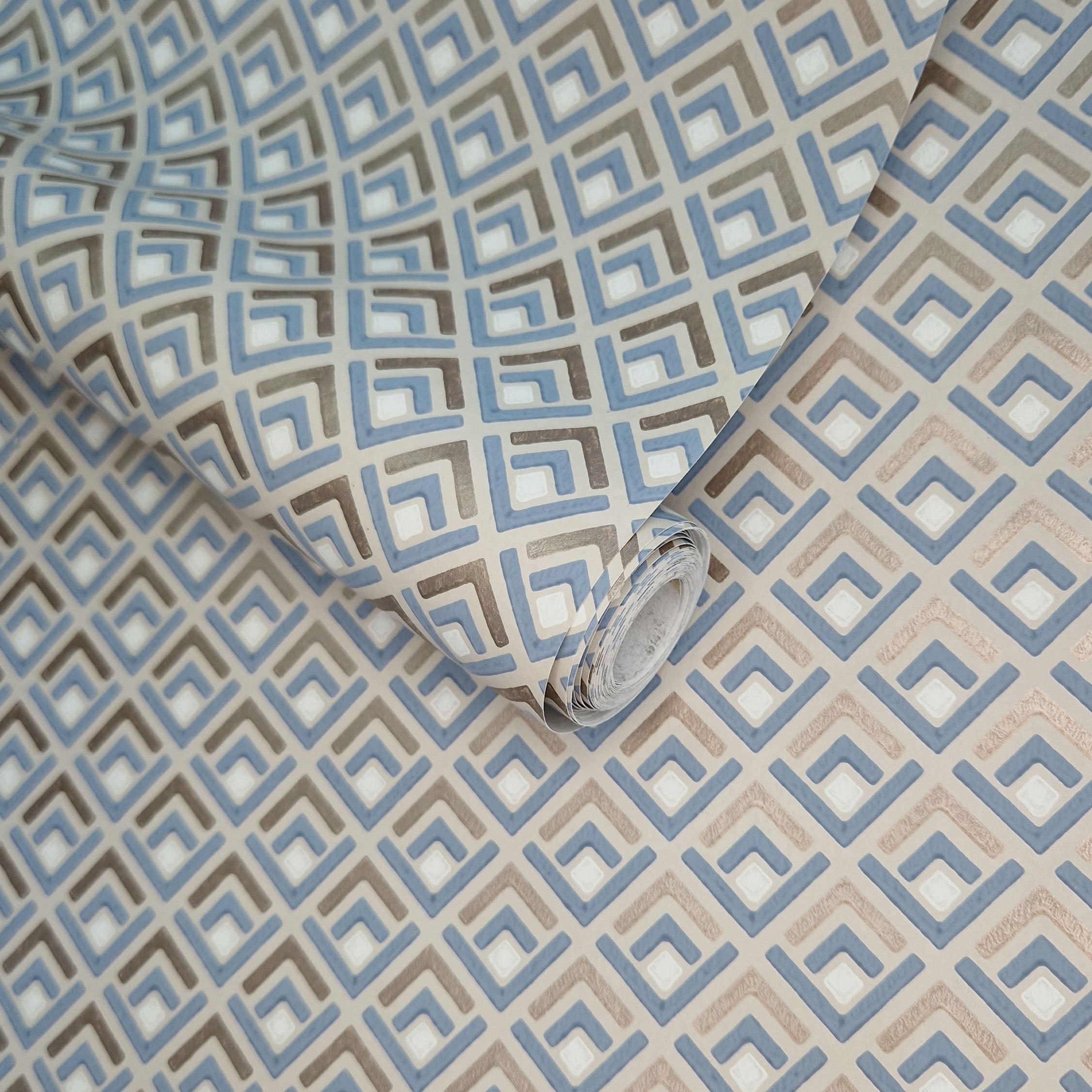 Gio Denim Blue Grey Luxury Geometric Wallpaper