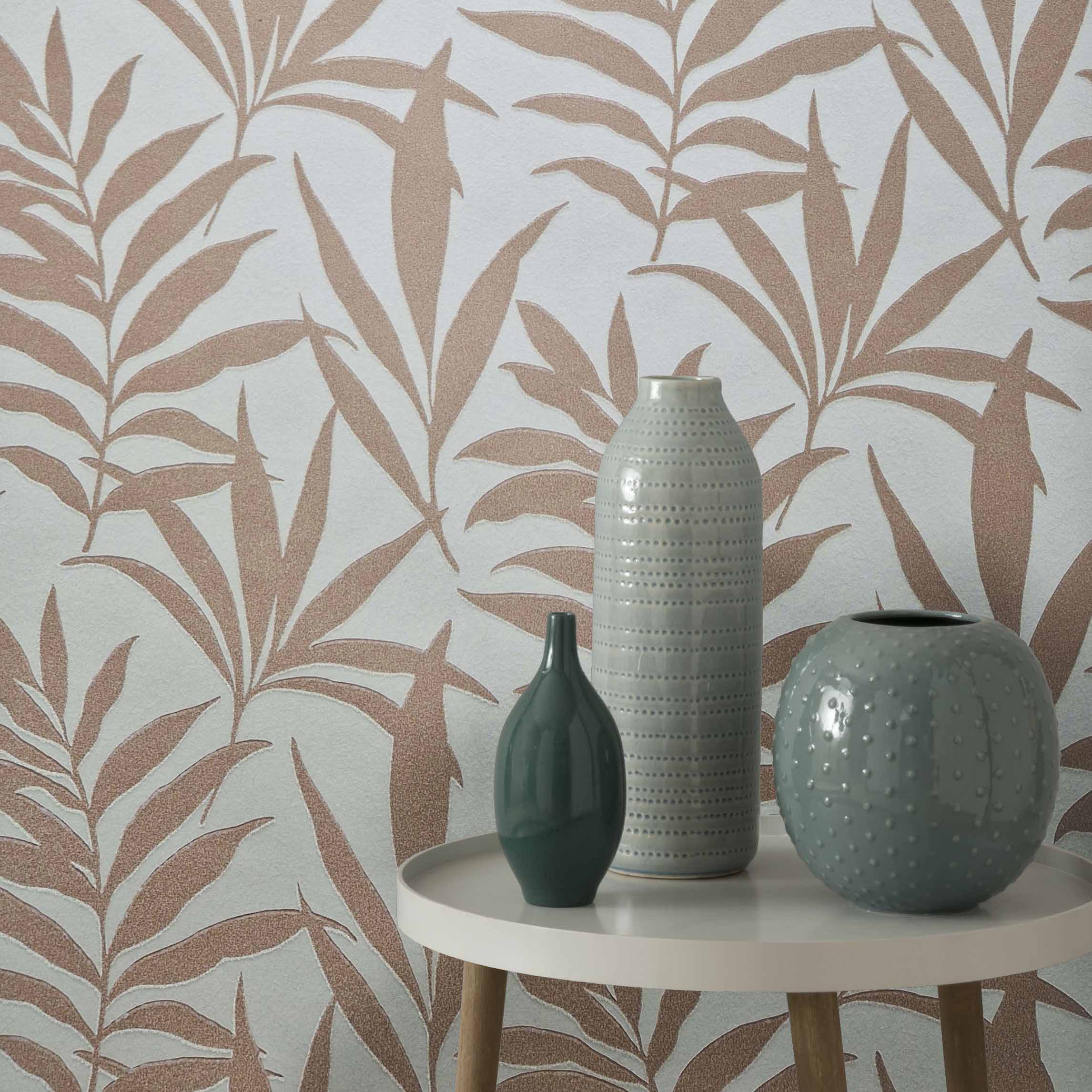 Verdi Coral Copper Luxury Bead Wallpaper