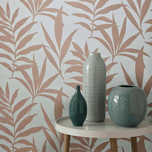 Verdi Coral Copper Luxury Bead Wallpaper