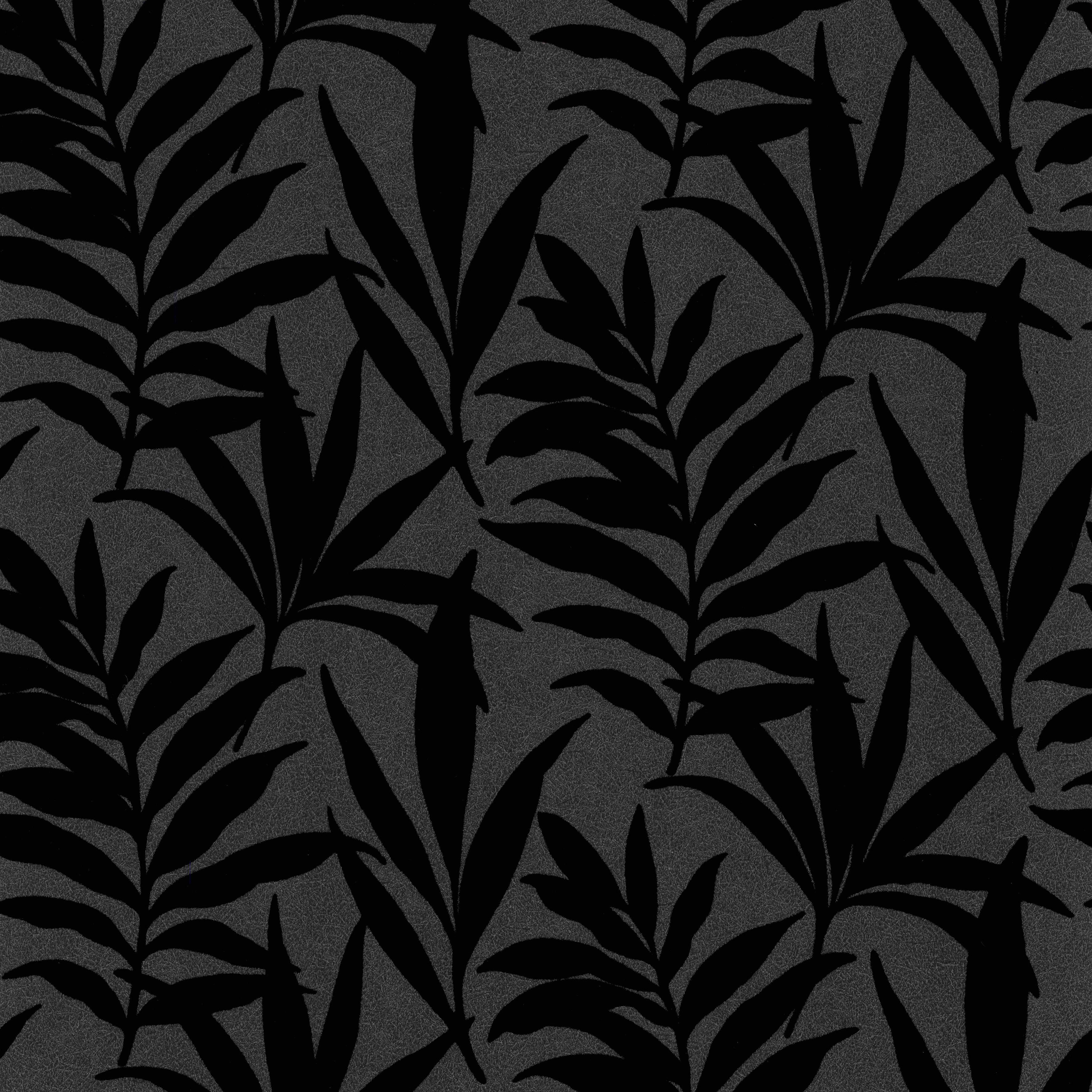 Verdi Ebony Black Luxury Flock Wallpaper