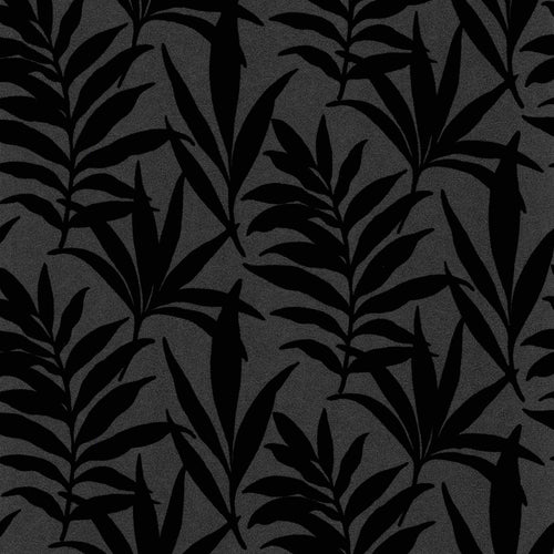 Verdi Ebony Black Luxury Flock Wallpaper