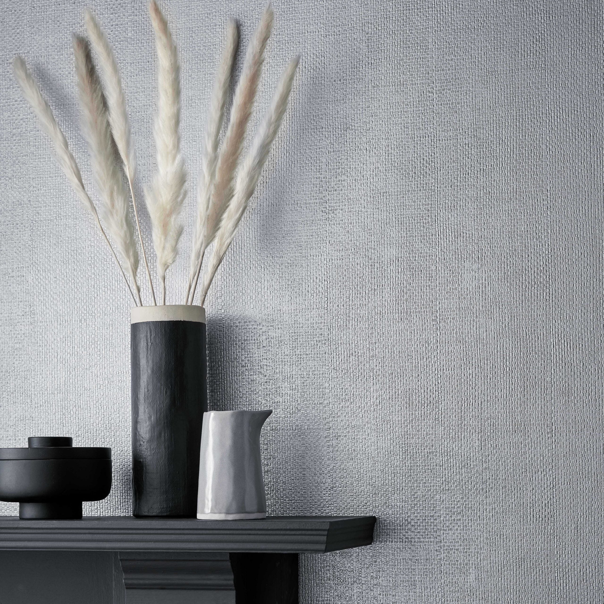 Serena Silver Luxury Textured Wallpaper
