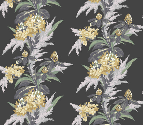 Aurora Jet Black Luxury Floral Wallpaper