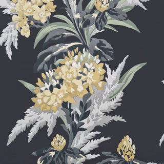Aurora Jet Black Luxury Floral Wallpaper