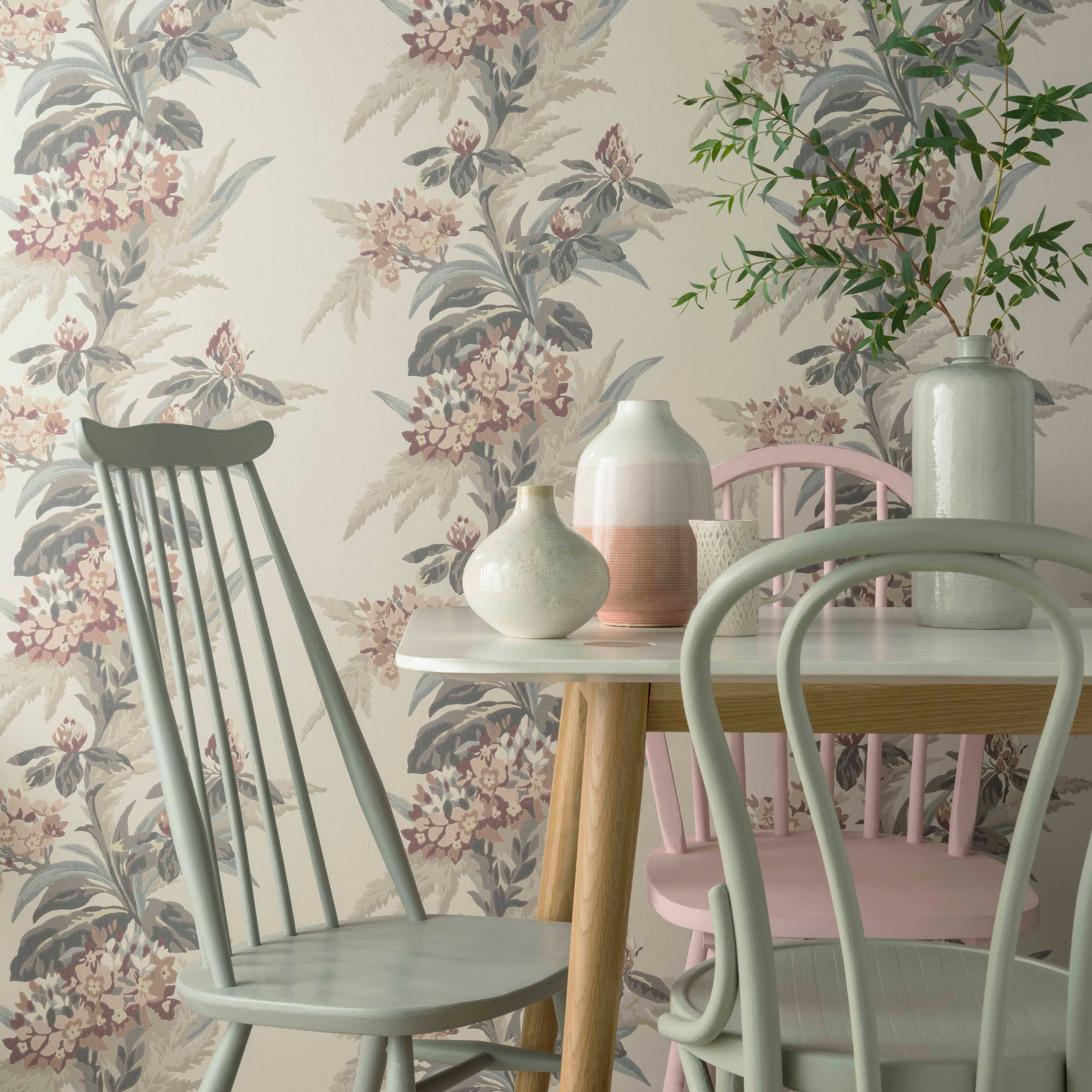 Aurora Beach Pink Luxury Floral Wallpaper