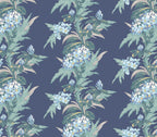 Aurora Lagoon Blue Luxury Floral Wallpaper