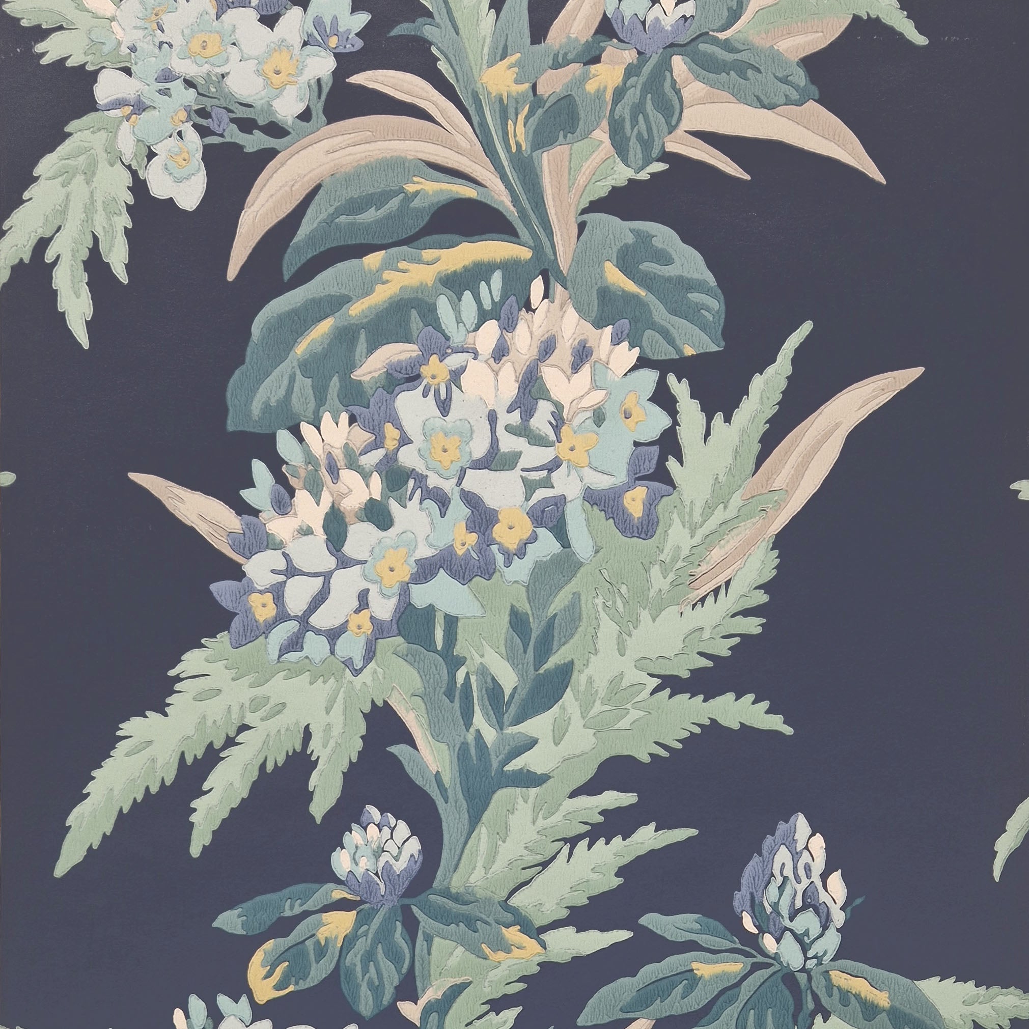 Aurora Lagoon Blue Luxury Floral Wallpaper