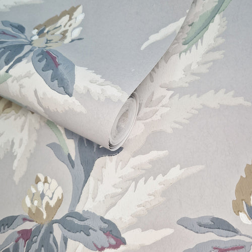 Aurora Mist Grey Luxury Floral Wallpaper