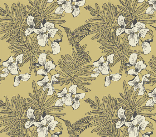 Hummingbird Mustard Yellow Luxury Bird Wallpaper