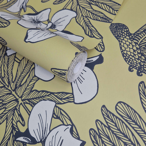 Hummingbird Mustard Yellow Luxury Bird Wallpaper
