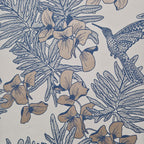 Hummingbird Lagoon Blue Luxury Floral Wallpaper