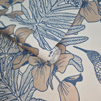 Hummingbird Lagoon Blue Luxury Floral Wallpaper