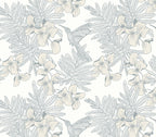 Hummingbird Mist Grey Luxury Floral Wallpaper