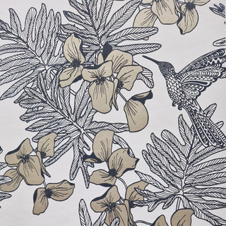 Hummingbird Jet Black and Metallic Luxury Bird Wallpaper