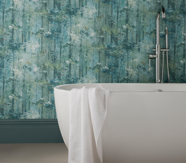 Glade Seafoam Green Luxury Tree Wallpaper