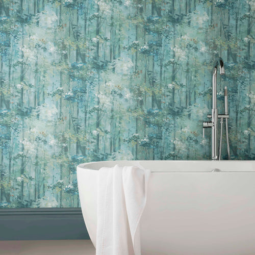 Glade Seafoam Green Luxury Tree Wallpaper