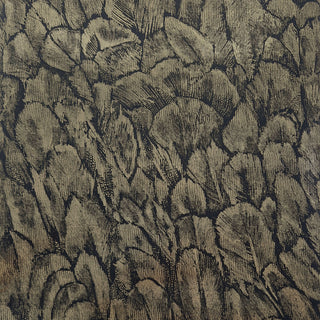 Tranquil Jet Black and Gold Foil Luxury Feather Wallpaper