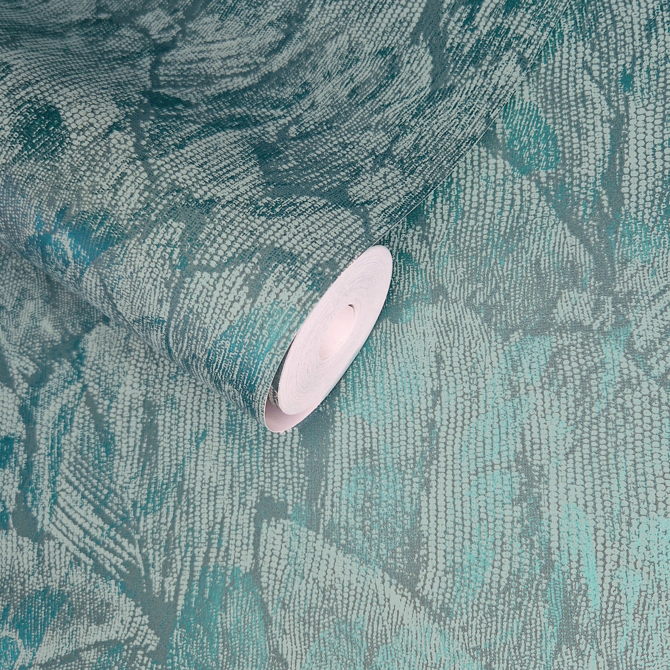 Tranquil Seafoam Green Luxury Feather Wallpaper
