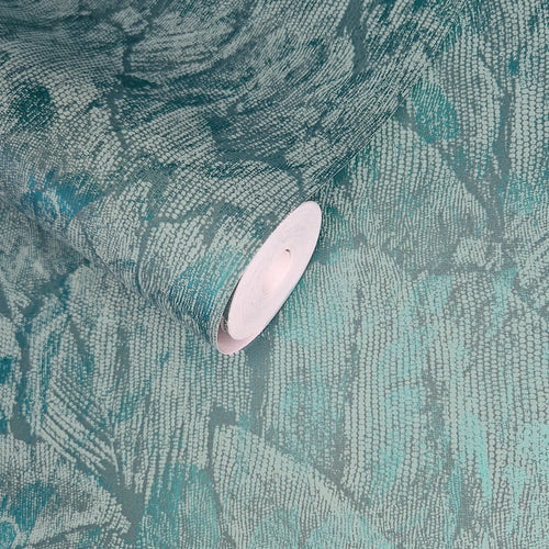 Tranquil Seafoam Green Luxury Feather Wallpaper