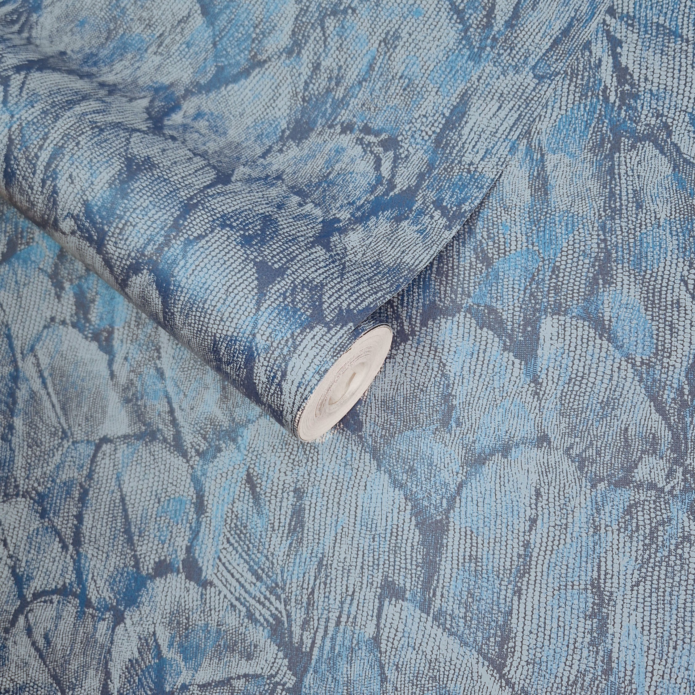 Tranquil Lagoon Blue Luxury Feather Wallpaper