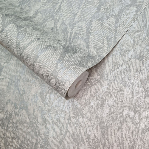 Tranquil Mist Grey Luxury Feather Wallpaper