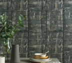 Patina Jet Black Luxury Textured Wallpaper
