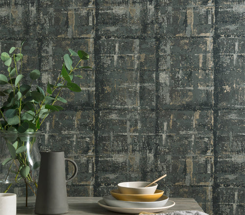 Patina Jet Black Luxury Textured Wallpaper
