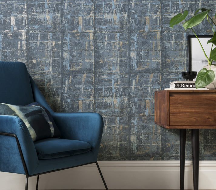 Patina Lagoon Blue Luxury Textured Wallpaper