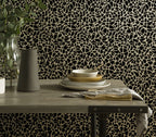 Pebble Jet Black Luxury Flock Wallpaper