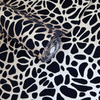 Pebble Jet Black Luxury Flock Wallpaper