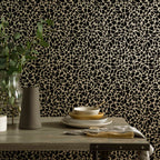 Pebble Jet Black Luxury Flock Wallpaper
