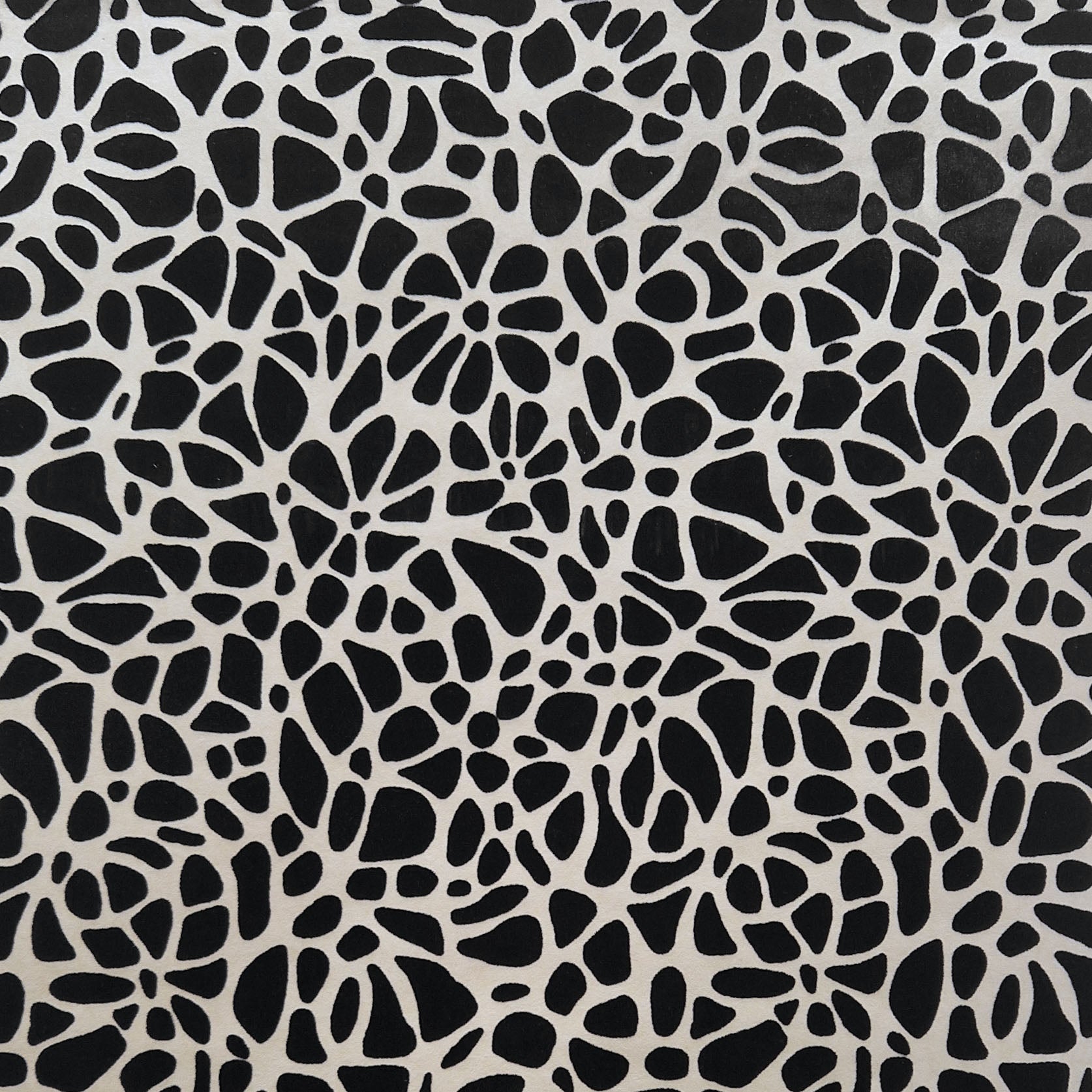Pebble Jet Black Luxury Flock Wallpaper