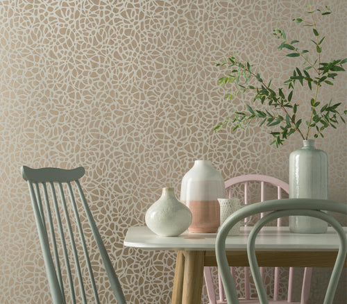 Pebble Beach Rose Gold Luxury Patterned Wallpaper