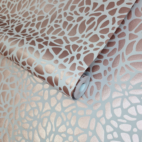 Pebble Beach Rose Gold Luxury Patterned Wallpaper