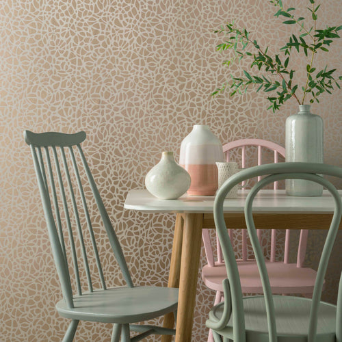Pebble Beach Rose Gold Luxury Patterned Wallpaper