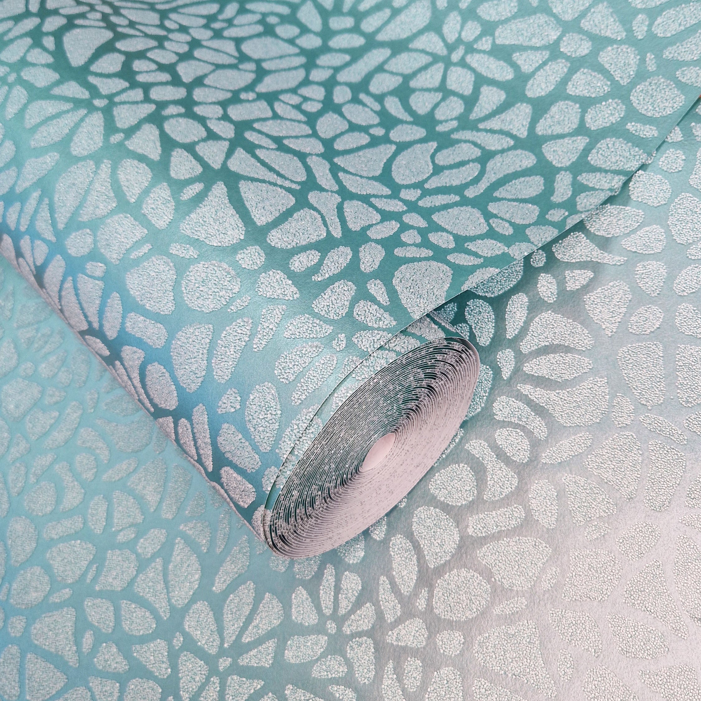 Pebble Seafoam Green Luxury Bead Wallpaper