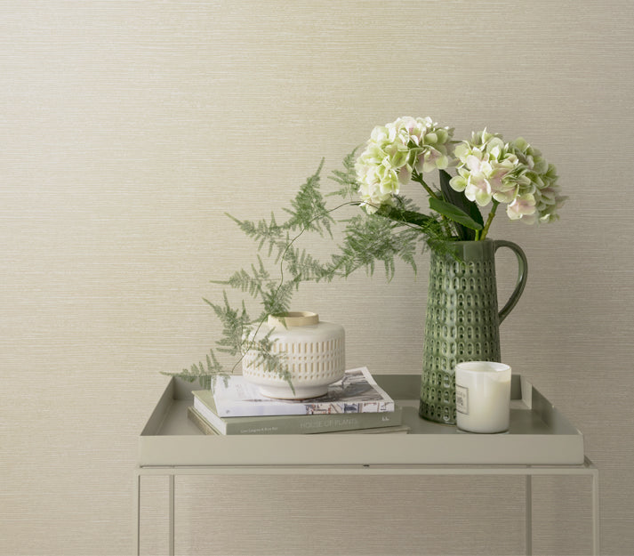 Raffia Pearl Cream Luxury Plain Wallpaper