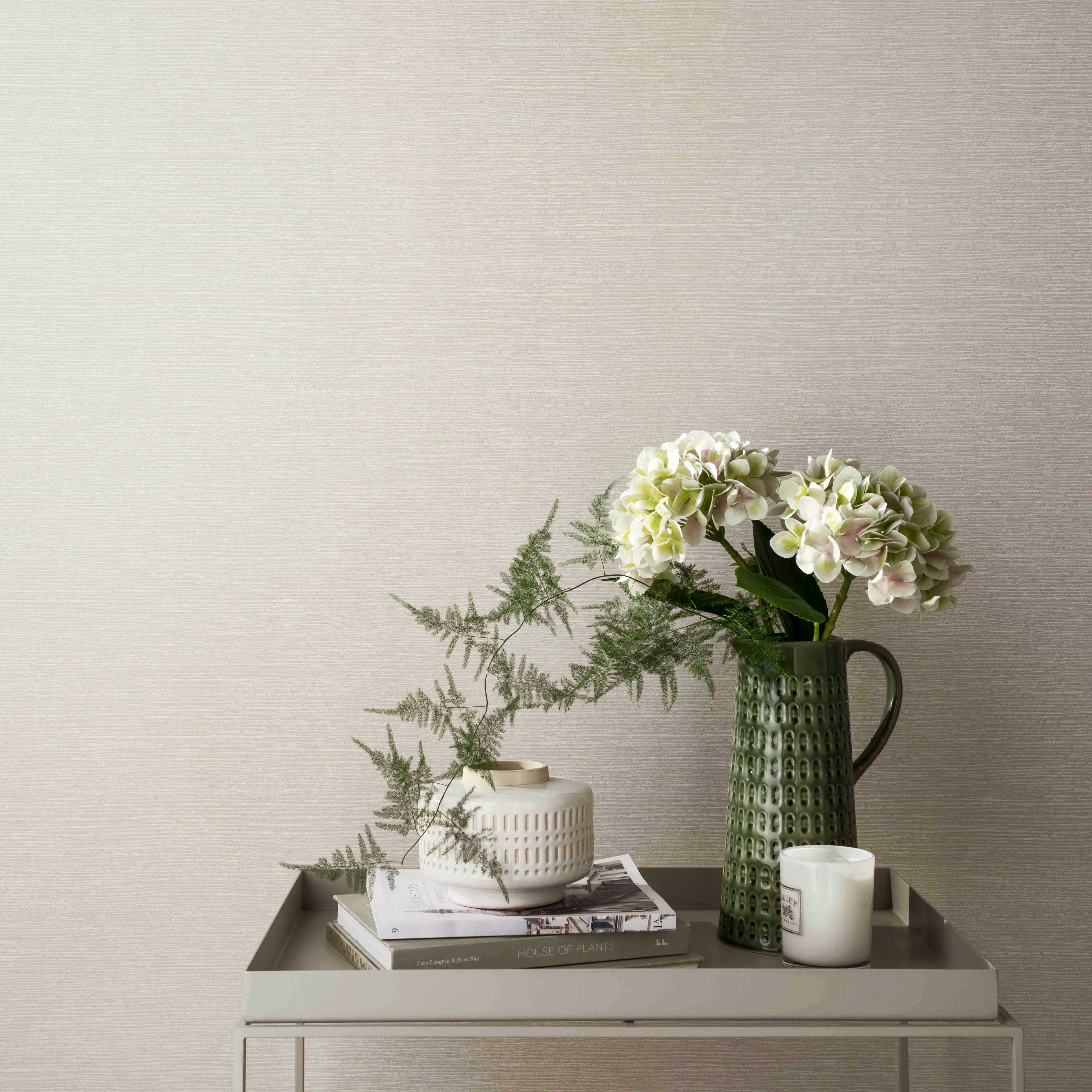 Raffia Pearl Cream Luxury Plain Wallpaper