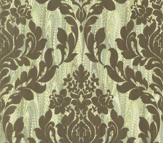 Faversham Moss Green Luxury Flock Wallpaper
