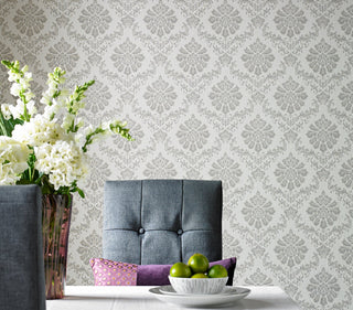 Broughton Grey Luxury Damask Wallpaper