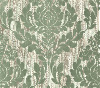 Faversham Seafoam Green Luxury Flock Wallpaper