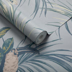 Le Toucan Pale Blue Luxury Bird Wallpaper