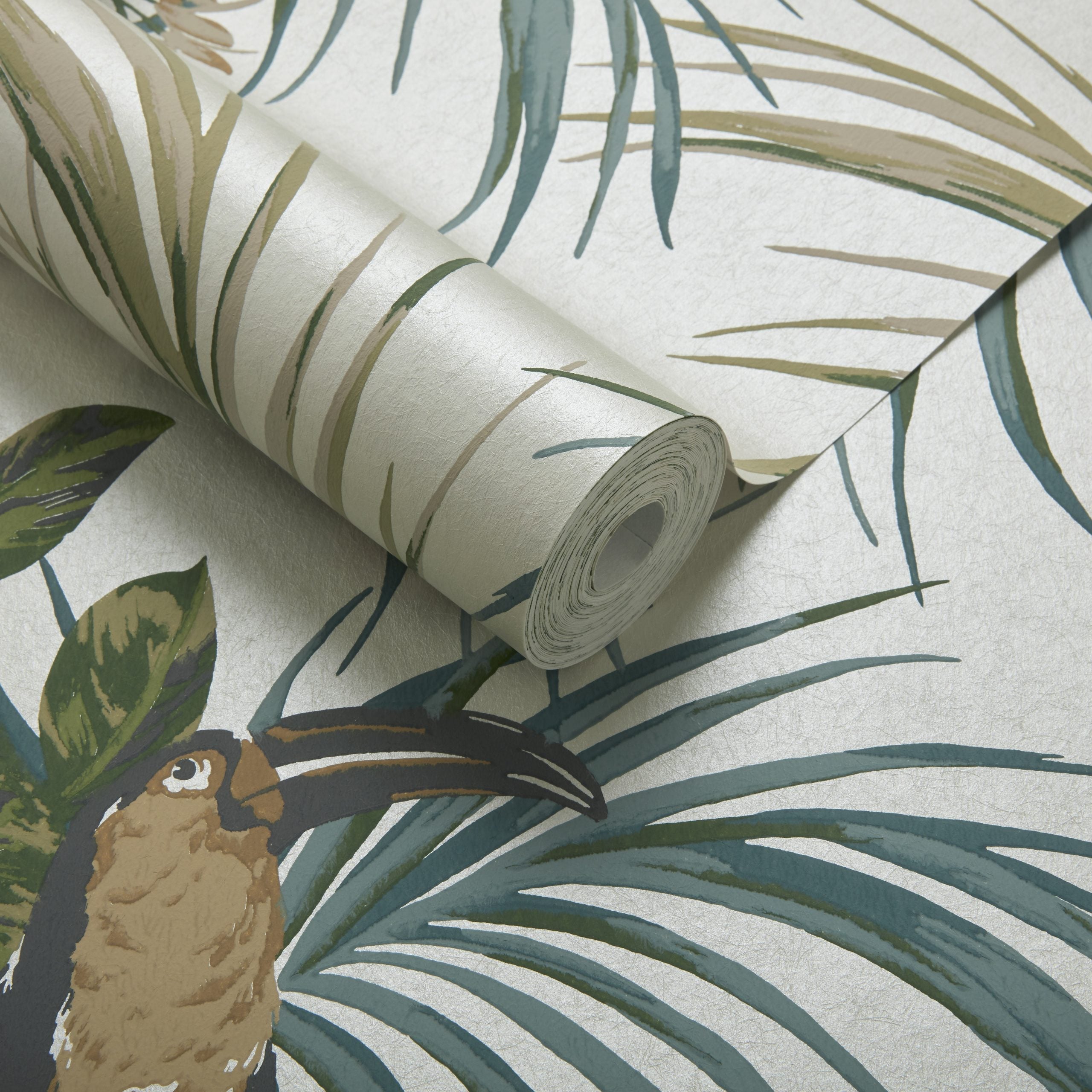 Le Toucan Emerald Green Luxury Bird Wallpaper