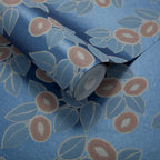 Rosetta Midnight Blue Luxury Leaf Wallpaper